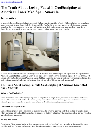 The Truth About Losing Fat with CoolSculpting at American Laser Med Spa - Amaril