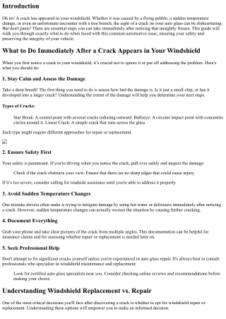 What to Do Immediately After a Crack Appears in Your Windshield