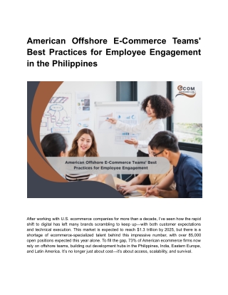 American Offshore E-Commerce Teams' Best Practices for Employee Engagement