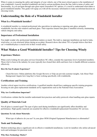 What Makes a Good Windshield Installer? Tips for Choosing Wisely
