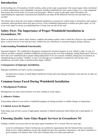 Safety First: The Importance of Proper Windshield Installation in Greensboro, NC