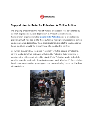 Support Islamic Relief Palestine Efforts with Human Concern USA – Make a Real Im