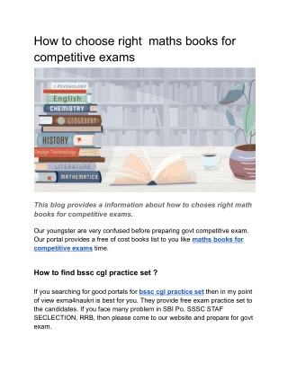 how to choose right maths books for competitive