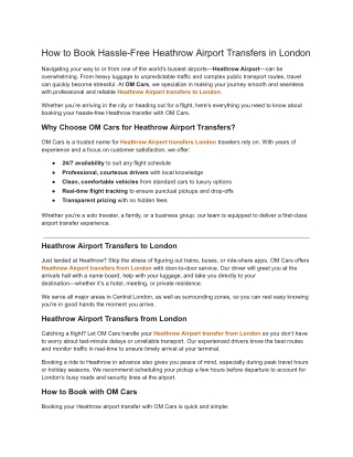 How to Book Hassle-Free Heathrow Airport Transfers in London