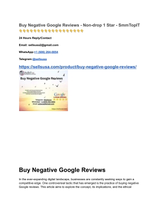 Buy Negative Google Reviews - Non-drop 1 Star - SmmTopIT