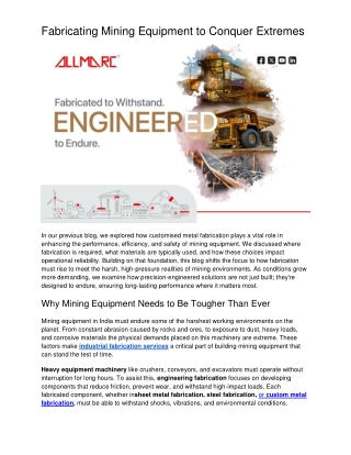 fabricating mining equipment to conquer extremes