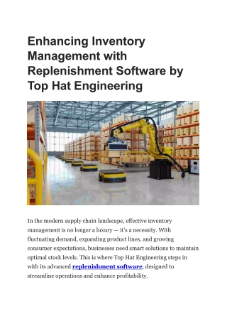 enhancing inventory management with replenishment