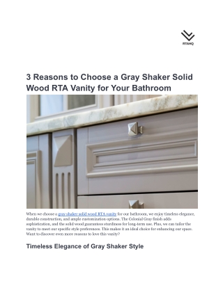 3 Reasons to Choose a Gray Shaker Solid Wood RTA Vanity for Your Bathroom-RTAHQ