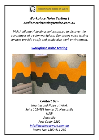 workplace noise testing audiometrictestingservice