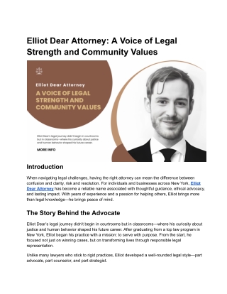 Trusted Legal Expertise with Elliot Dear Attorney