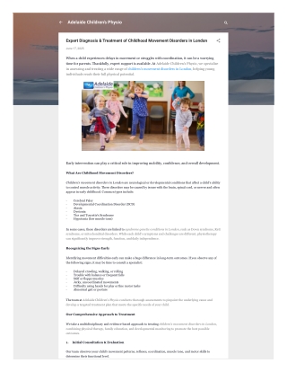 Expert Diagnosis & Treatment of Childhood Movement Disorders in London
