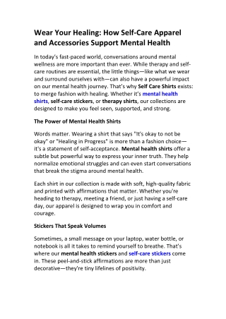 Self-Care Shirts Blog: Mental Health Stories & Apparel Tips