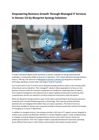 Empowering Business Growth Through Managed IT Services in Denver CO by Blueprint Synergy Solutions