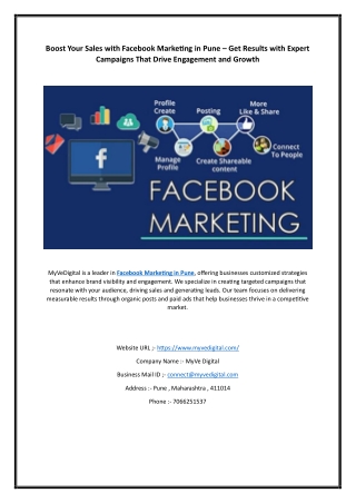 Boost Your Sales with Facebook Marketing in Pune – Get Results with Expert Campaigns That Drive Engagement and Growth