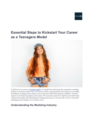 Essential Steps to Kickstart Your Career as a Teenagers Model-Studio1.us