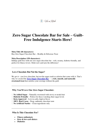 zero sugar chocolate bar for sale