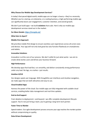 Why Choose Our Mobile App Development Services?