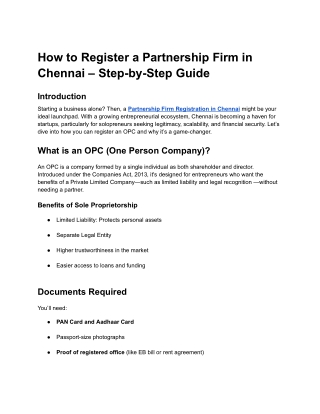 How to Register a Partnership Firm in Chennai – Step-by-Step Guide