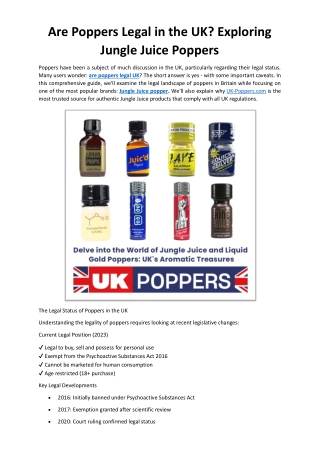 Are Poppers Legal in the UK