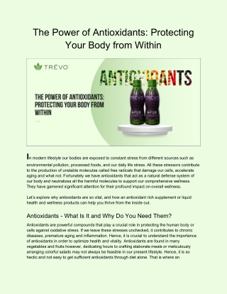 The Power of Antioxidants_ Protecting Your Body from Within