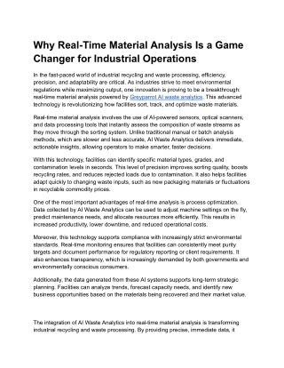 Why Real-Time Material Analysis Is a Game Changer for Industrial Operations