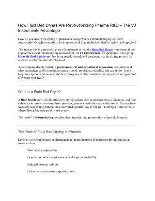 How Fluid Bed Dryers Are Revolutionizing Pharma R&D