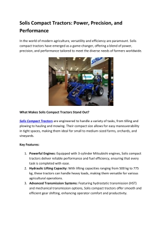Solis Compact Tractors