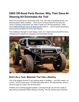 EWO Dana 44 Steering Kit Review – The Ultimate Off-Road Upgrade