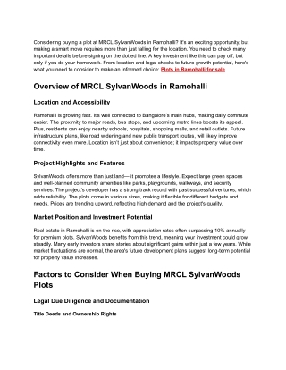Plots in Ramohalli for sale