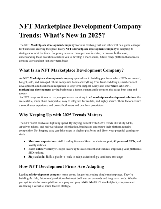 NFT Marketplace Development Company Trends: What’s New in 2025?