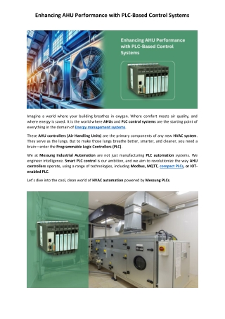 Enhancing AHU Performance with PLC-Based Control Systems.