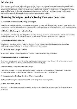 Pioneering Techniques: Avalon's Roofing Contractor Innovations