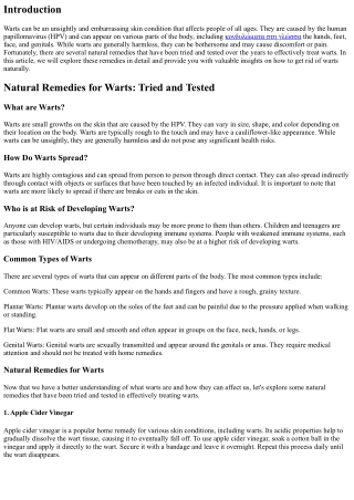Natural Remedies for Warts: Tried and Tested