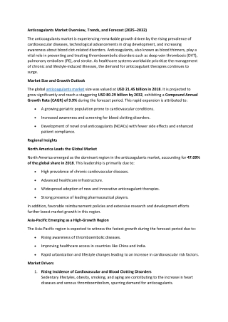 Anticoagulants Market Overview