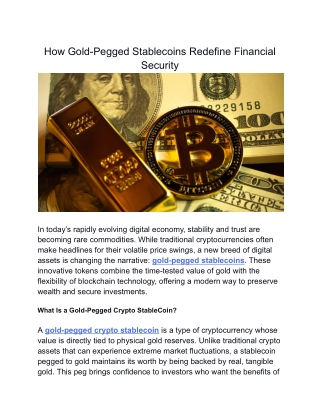 How Gold-Pegged Stablecoins Redefine Financial Security