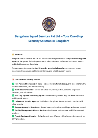 Hire Personal Bodyguards & Event Security in Bangalore – Trusted Agency