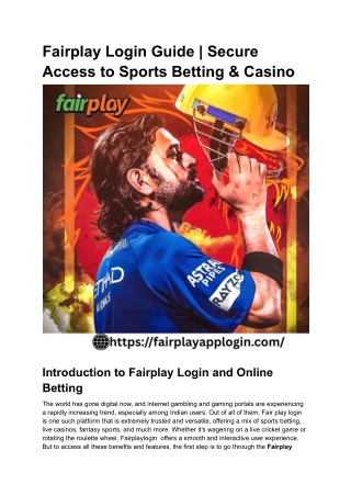 Fairplay Login Guide | Secure Access to Sports Betting & Casino