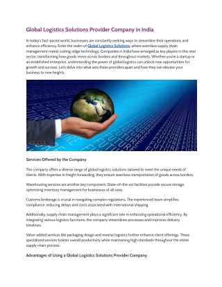 Equity Logistics Global Logistics & Supply Chain Management