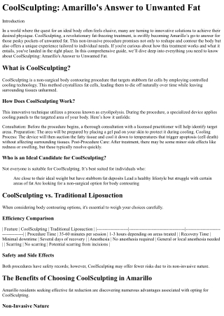CoolSculpting Amarillo_s Answer to Unwanted Fat