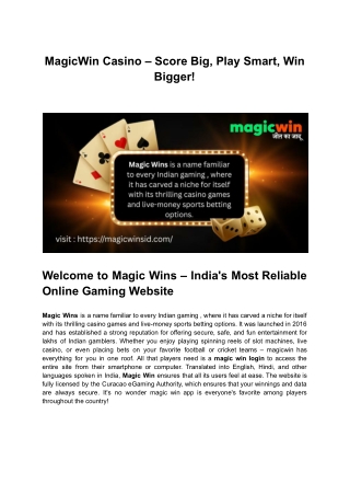 MagicWin Casino – Score Big, Play Smart, Win Bigger!