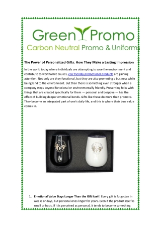 Discover the Best Personalized Promotional Products | Green Promo