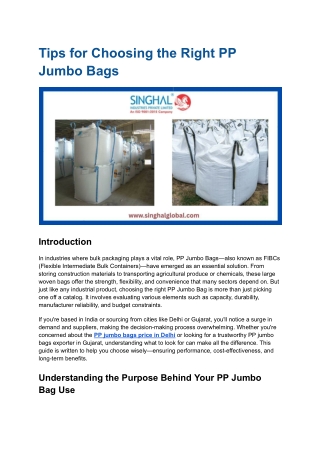Tips for Choosing the Right PP Jumbo Bags