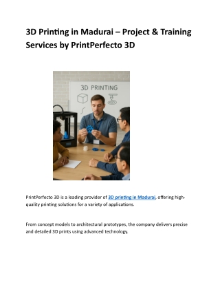 3D Printing in Madurai