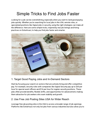 Simple Tricks to Find Jobs Faster