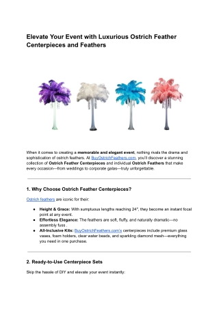 Elevate Your Event with Luxurious Ostrich Feather Centerpieces and Feathers
