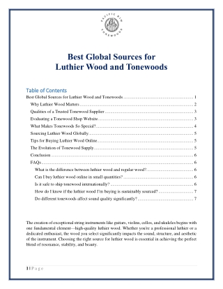 Leading Global Sources for High-Quality Luthier Wood and Tonewoods
