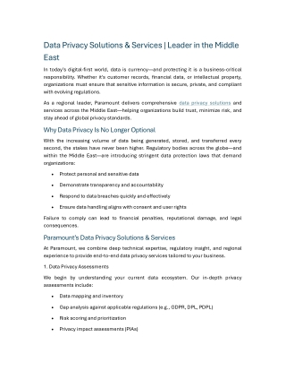 Data Privacy Solutions & Services Leader in the Middle East