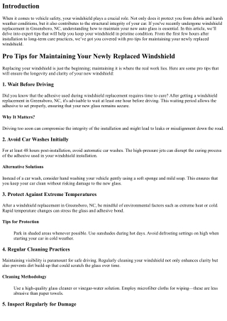 Pro Tips for Maintaining Your Newly Replaced Windshield