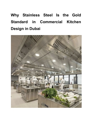 Why Stainless Steel Is the Gold Standard in Commercial Kitchen Design in Dubai