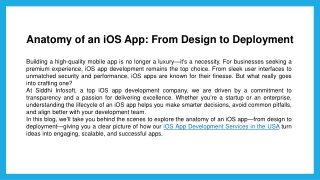 Anatomy of an iOS App From Design to Deployment
